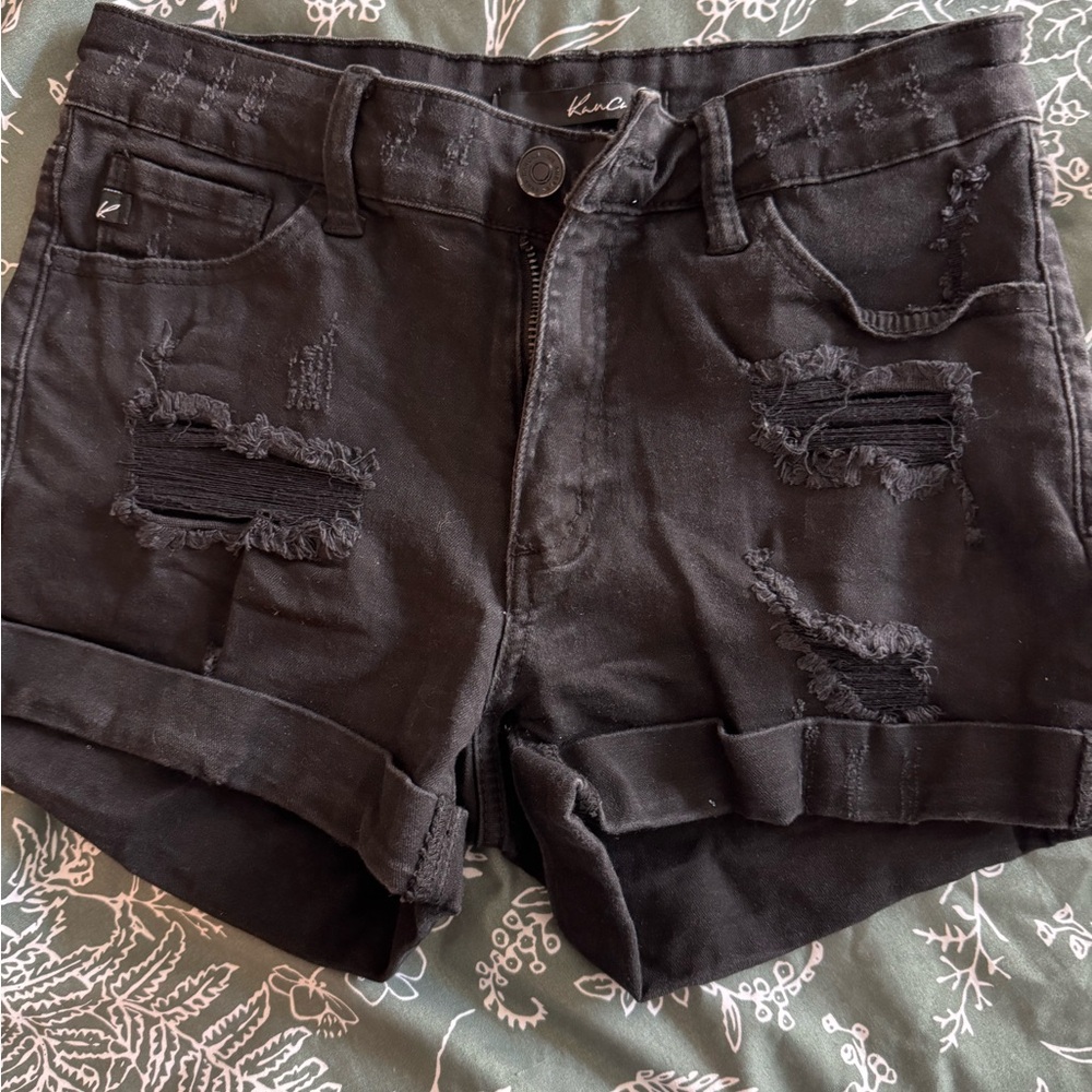 KanCan Black Distressed Jean Shorts